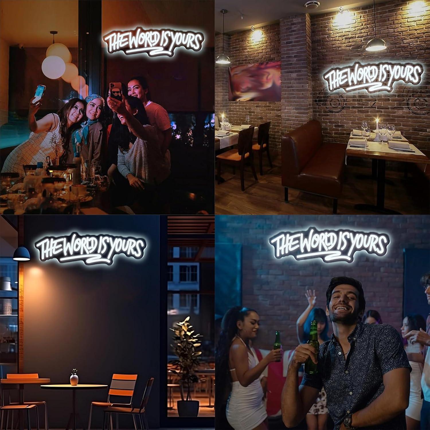Letreiro Neon 'The World is Yo - Party Games Birthday avaliação e preço